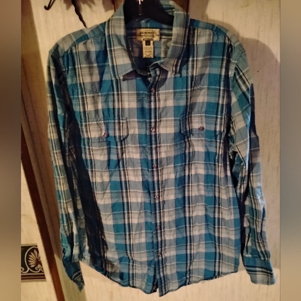 American Rag Blue Plaid Button Down Shirt